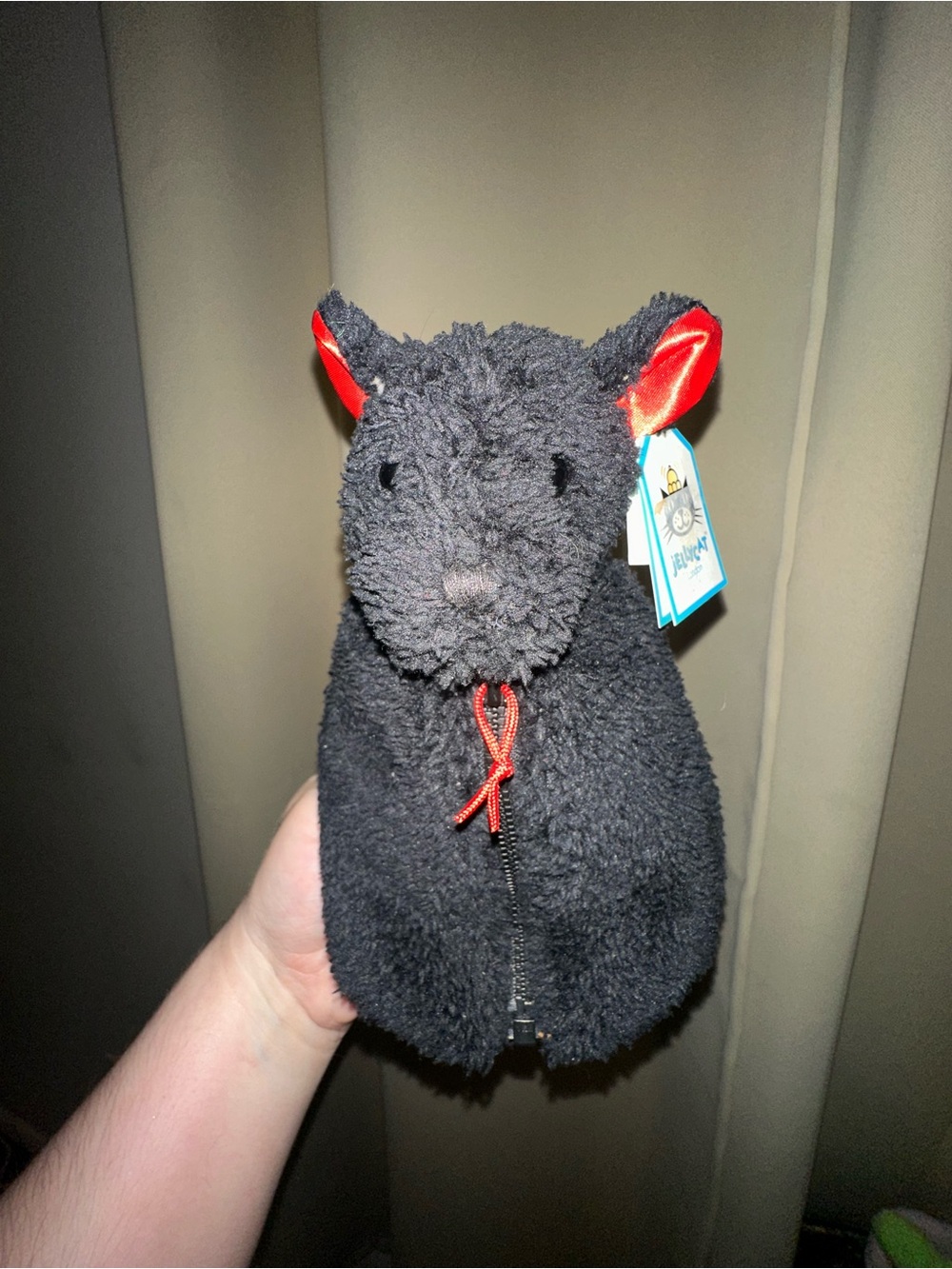 Jellycat Zappy Batty Bat Black Red Wings Zipper Plush Stuffed Animal Rare 9" NWT